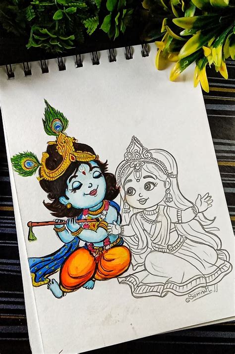 radha krishna drawing, cute Radha Krishna 😍 | Easy disney drawings ...