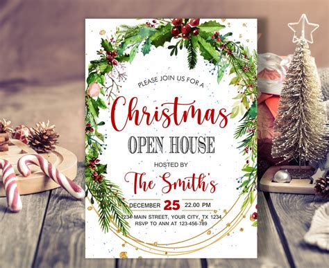 Christmas Open House Party Invitation Christmas Party Etsy