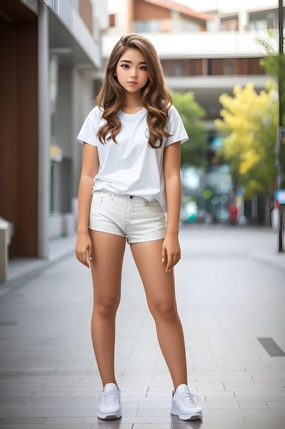 Premium Photo Girl Wearing White Short And White Tshirts