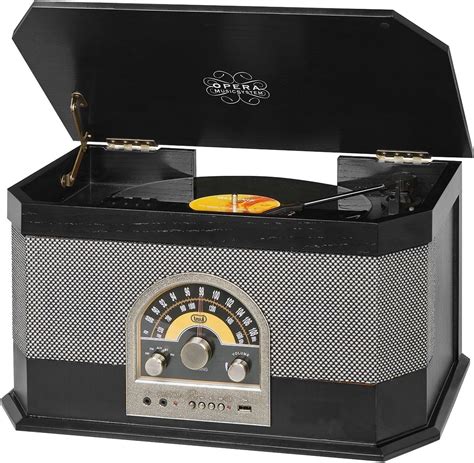 Trevi Tt Bt Sistema Stereo Giradischi Vintage In Legno Con Mp