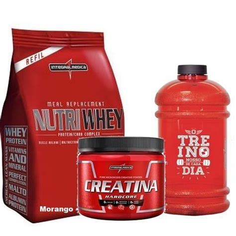 Nutri Whey Protein 907g Refil Morango Creatina Hardcore Reload 150g