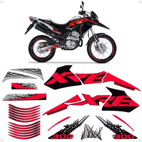 Kit Adesivos Moto Honda Xre 300 Adventure 2009 2018 Vermelho Frete grátis