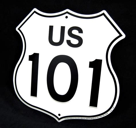 US Highway 101 Shield - *US MADE* Embossed Sign - Man Cave Garage Bar