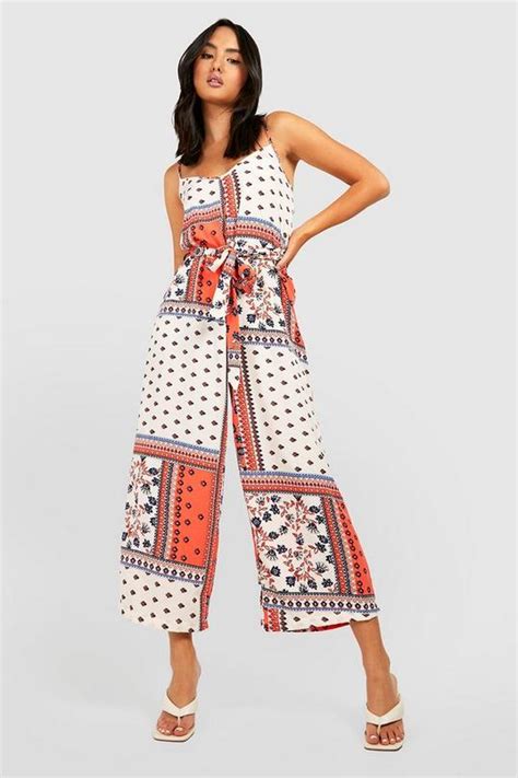 Paisley Strappy Culotte Jumpsuit Boohoo Uk