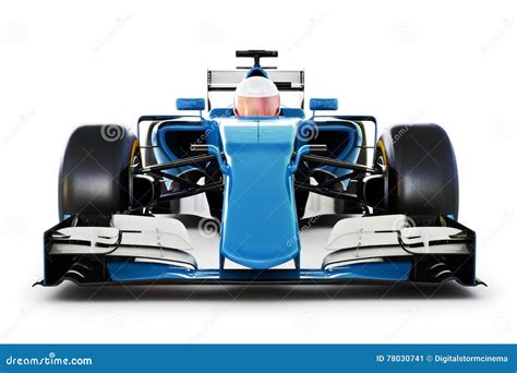 Blue Race Car And Driver Front View On A White Isolated Background.Generic Royalty-Free Stock ...