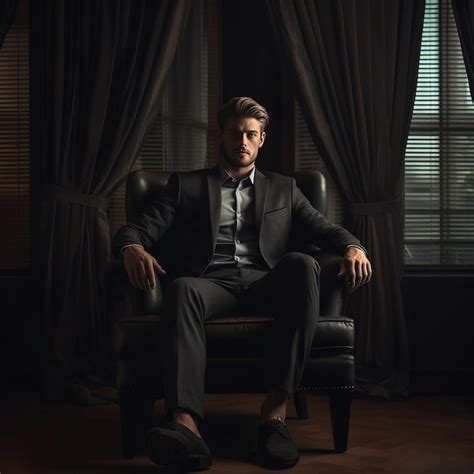 Premium Photo Portrait Of A Handsome Man In A Suit Sitting In His