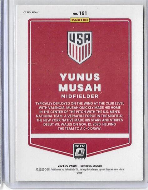 Donruss Road To Qatar Yunus Musah Holo Prizm Optic Usmnt Ebay