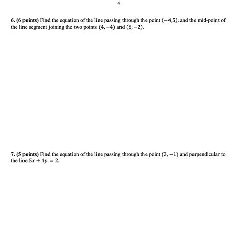 Solved 6 6 Points Find The Equation Of The Line Passing