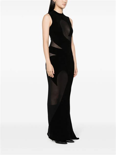 The Attico Sheer Panelled Maxi Dress Black Farfetch