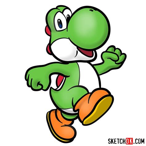 How To Draw Yoshi From Super Mario Games Step By Step Drawing Tutorials