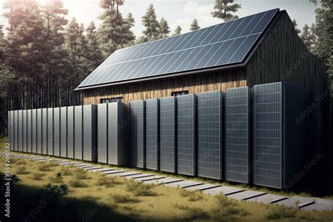 House Fence Made Of Solar Panels Created With Generative Ai Technology Stock Illustration