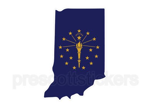 Indiana Flag State Outline Car Window Vinyl Laptop Sticker Decal ...