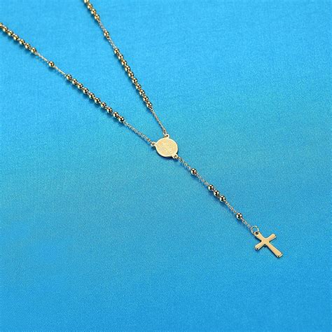 Lineave Women S Stainless Steel Catholic Rosary Cross Beads And Medal