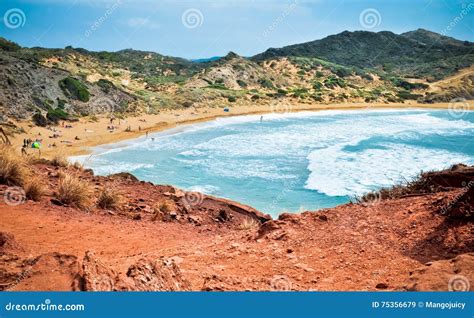 Red Rocks On Playa De Cavalleria Menorca Stock Image Image Of Summer