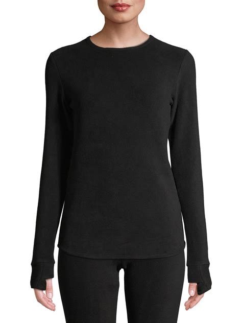 Climateright By Cuddl Duds Stretch Fleece Womens Long Sleeve Crew Neck