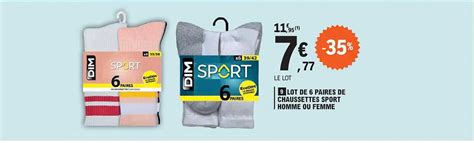 Promo Lot De 6 Paires De Chaussettes Sport Homme Ou Femme Chez E