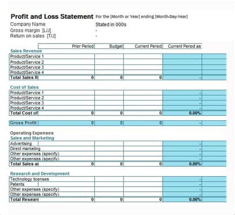 5 Free Profit And Loss Statement Templates Word Excel Sheet Pdf