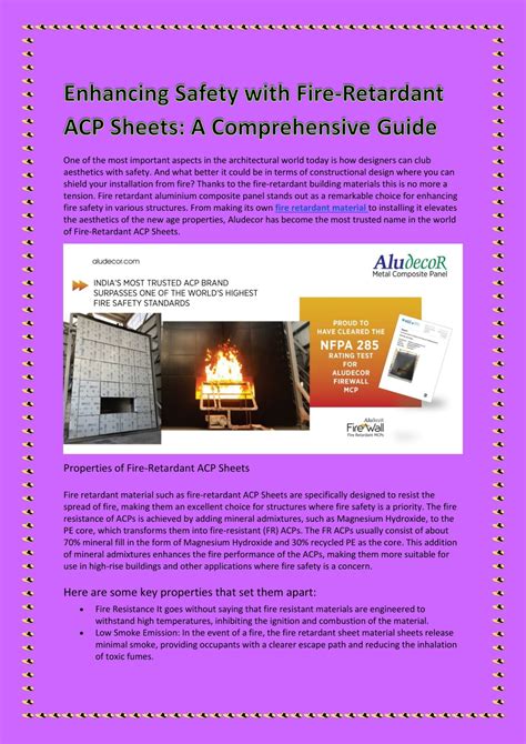 Ppt Fire Retardant Material Unraveling The Power Of Acp Sheets