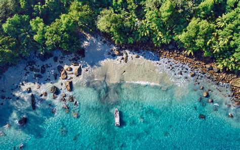 Hermosa Isla Seychelles Playa Vista Aérea Avance