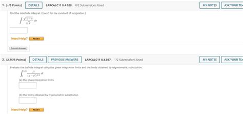 Solved 1 75 Points DETAILS LARCALC11 8 4 028 0 2 Chegg