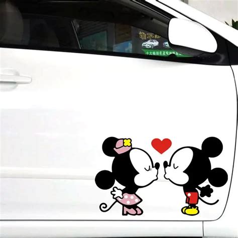 Car Stickers Micky Mickey Mouse Cartoon Cute Lovely Kissing Creative Decals For Door Auto Tuning ...