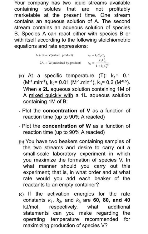 Solved Your Company Has Two Liquid Streams Available Chegg