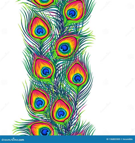 Peacock Feathers Seamless Pattern Stock Vector Illustration Of Bird