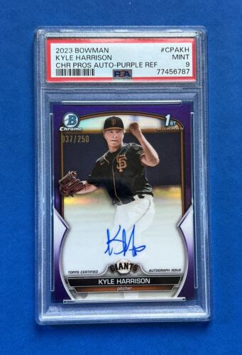 2023 Bowman Chrome 1st Prospect Kyle Harrison Purple Auto 250 PSA 9 EBay