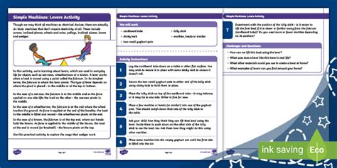 Simple Machines Levers Activity Teacher Made Twinkl Worksheets Library