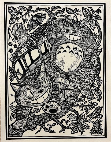 My Neighbor Totoro Block Print Brian Reedy