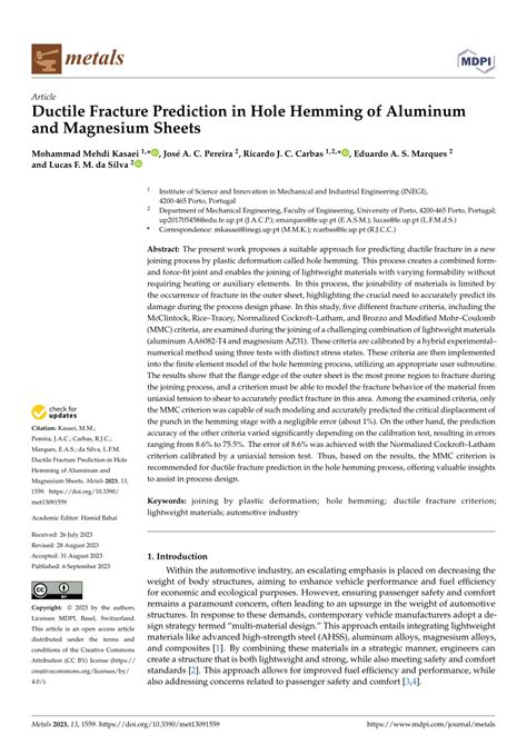 Pdf Ductile Fracture Prediction In Hole Hemming Of Aluminum And