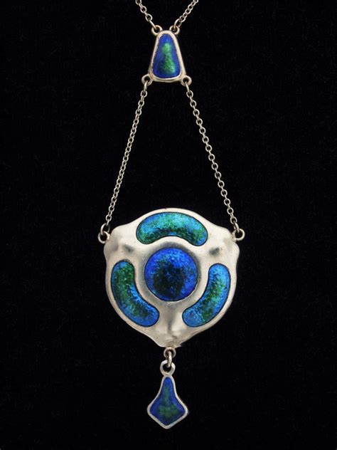 Charles Horner Enamelled Pendant Necklace Nouveau Deco Arts