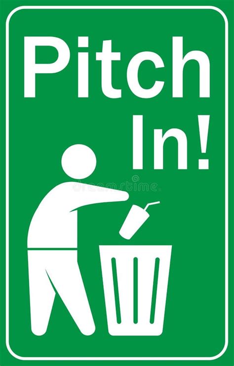 Pitch In Place All Rubbish In Bins Provided Stock Vector Illustration