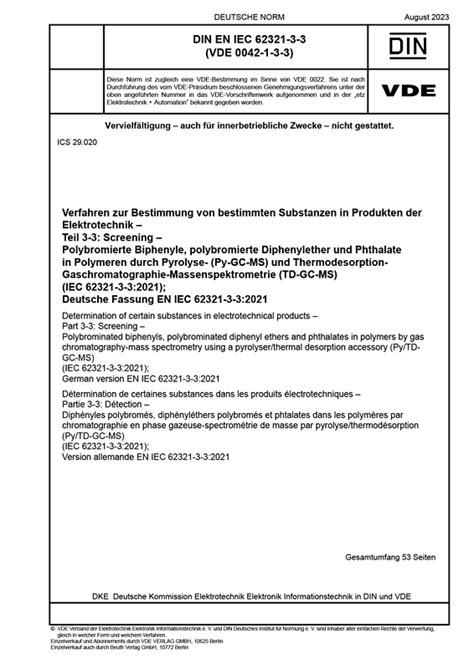 DIN EN IEC 62321-3-3 VDE 0042-1-3-3:2023-08 - Standards - VDE ...