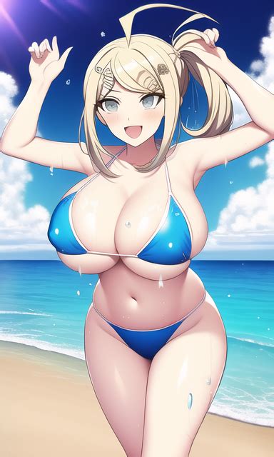 Rule 34 1girls Ai Generated Akamatsu Kaede Bad Anatomy Beach Bikini