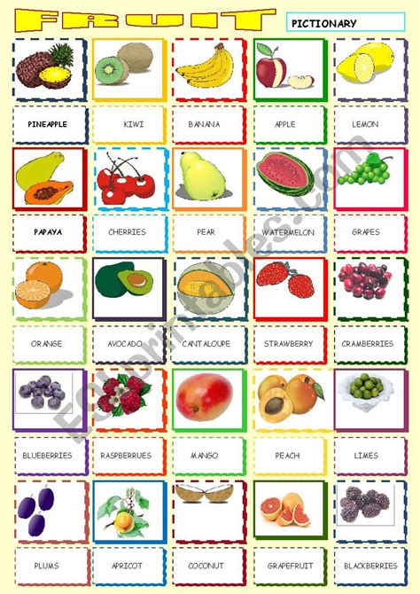 Fruit Pictionary Esl Worksheet By Gemaherlo