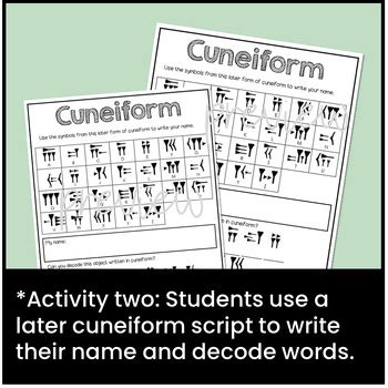 Ancient Mesopotamia Cuneiform Writing Script Activity By Ziggle Learning