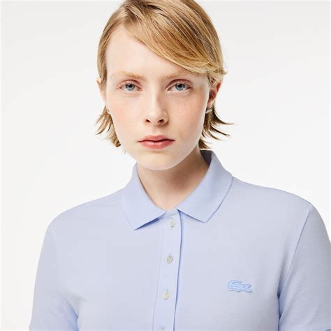 Womens Stretch Cotton Piqué Polo Dress Light Blue Lacoste