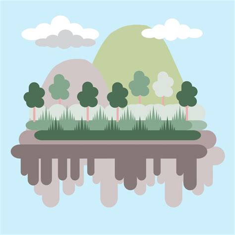 Premium Vector Flat Design Vector Landscape Nature