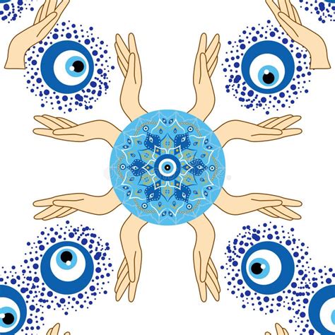 Evil Eye Seamless Pattern Magic Witchcraft Occult Symbol Line Art