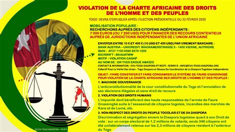 Mobilisation Du Peuple Togolais Pour Des Recours Juridiques Violation