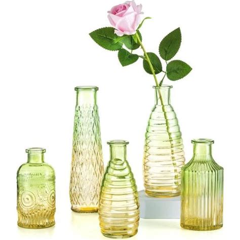 Soliflore En Verre Vase Decoratif Vase Vert Jaune Vase En Verre Lot