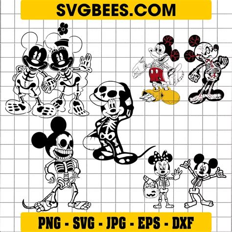 Disney Character Mickey Mouse Skeleton Svg And Png Svgbees