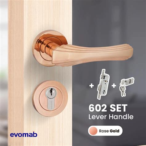 Evomab Lever Handle Set Rose Gold Pintu Modern Novus Series Rg Evomab