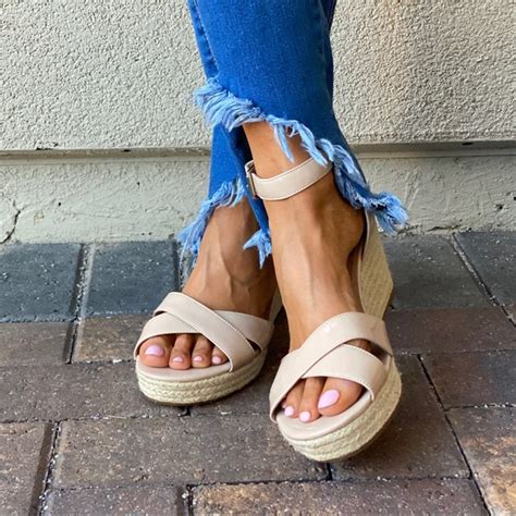 Shopbop Shoes Nude Patent Leather Espadrille Platform Wedge Poshmark