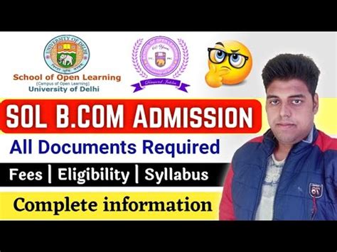 Sol Bcom Admission Details Du Sol B Admission Process