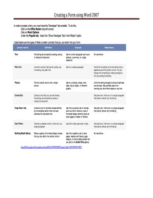 Creating A Form Using Word 2007 - Fill and Sign Printable Template Online