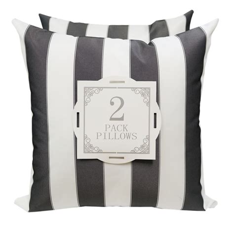 Outdoor Striped Black and White Throw Pillow – Home Accent Pillows