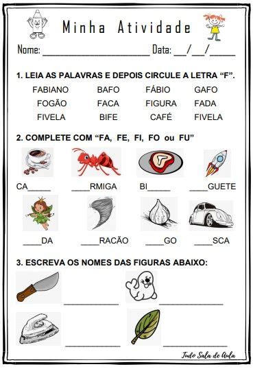 Palavras Com F Alfabetização - Atividade letra f alfabetização – Artofit