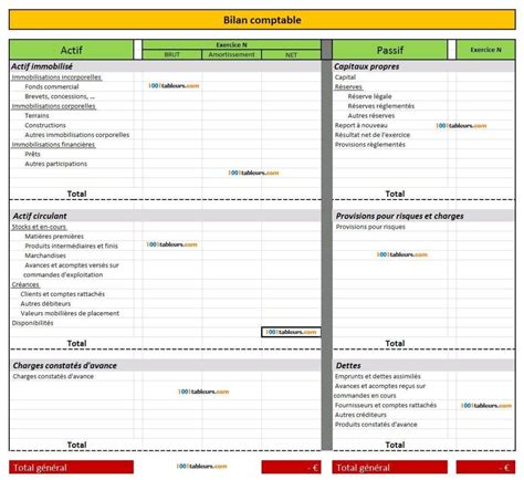 Bilan Comptable Pour Excel